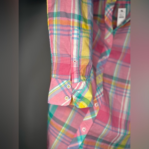 NEW Talbots 100% Cotton Button-Front Shirt – Pastel Easter Plaid – Women’s S - Picture 8 of 8